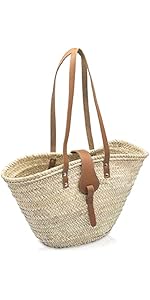 バッグ French Baskets Amazon.com: French Basket, straw bag with leather handles